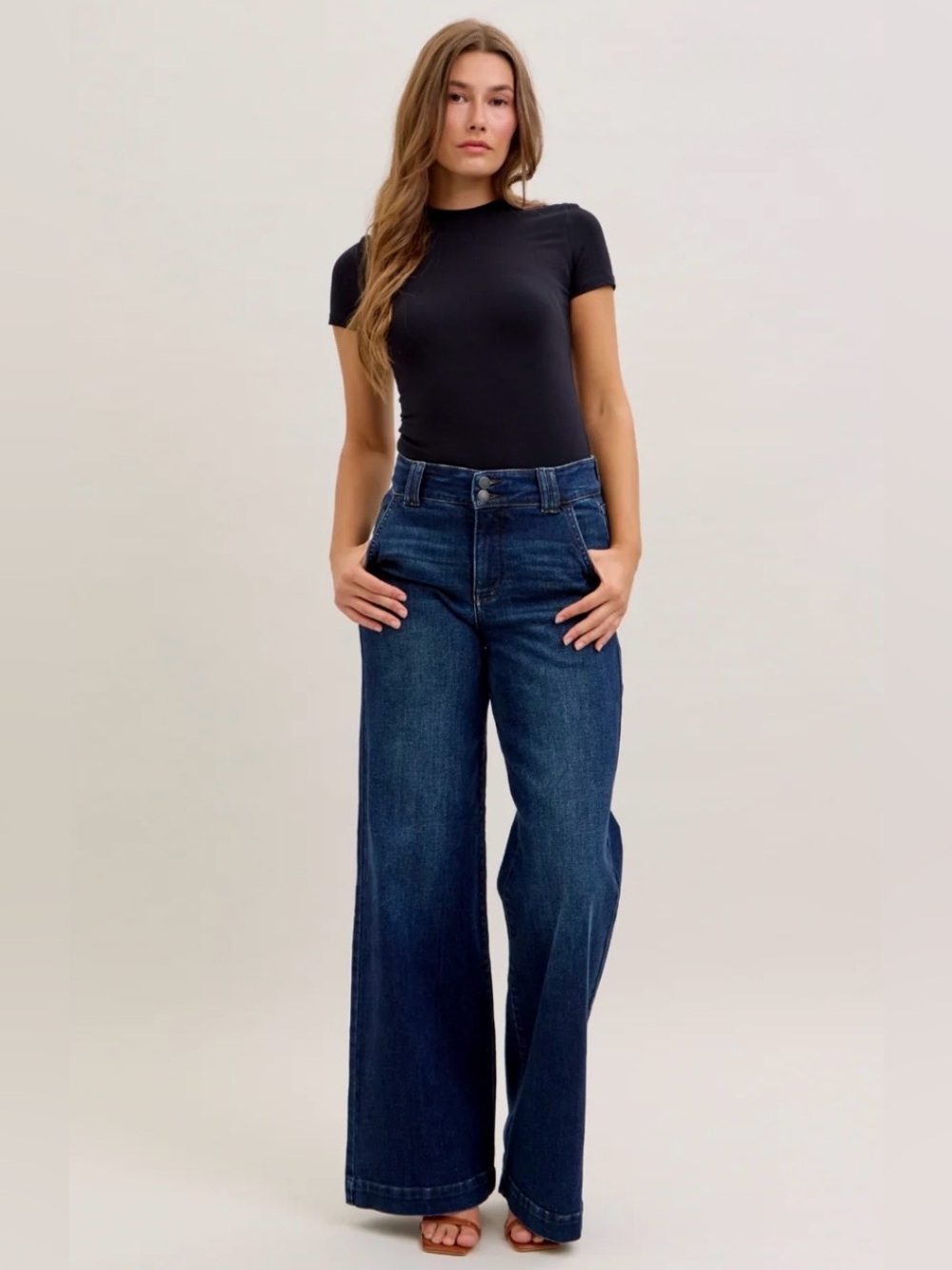 Judy Blue High Waist Trouser Wide Leg Denim Jeans
